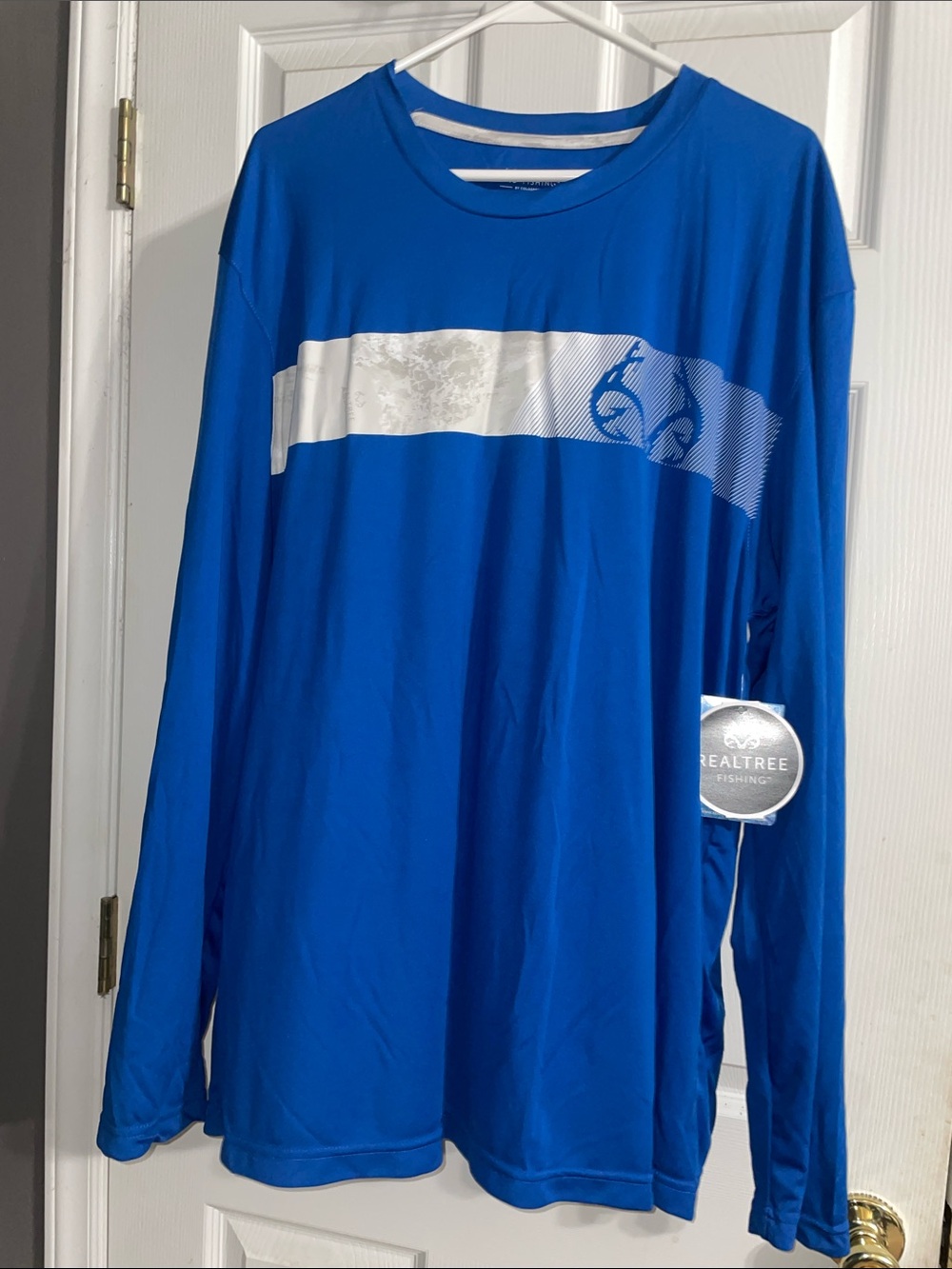 NWT Realtree Blue Long Sleeve Performance Tee with White Chest Stripe XXL